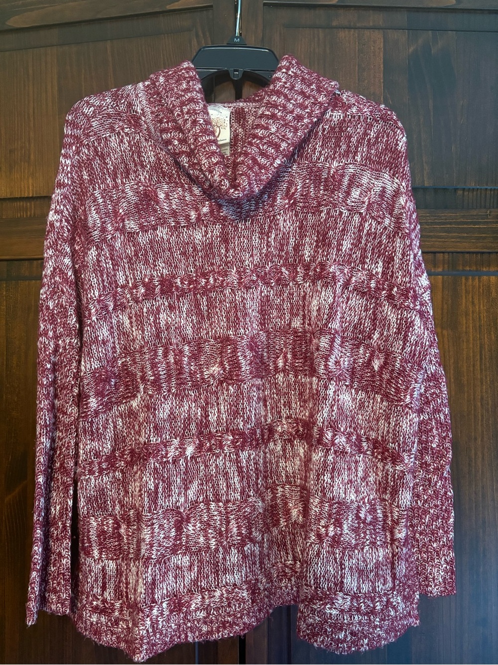 Self Esteem Marled Wine and White Cowl Neck Sweater